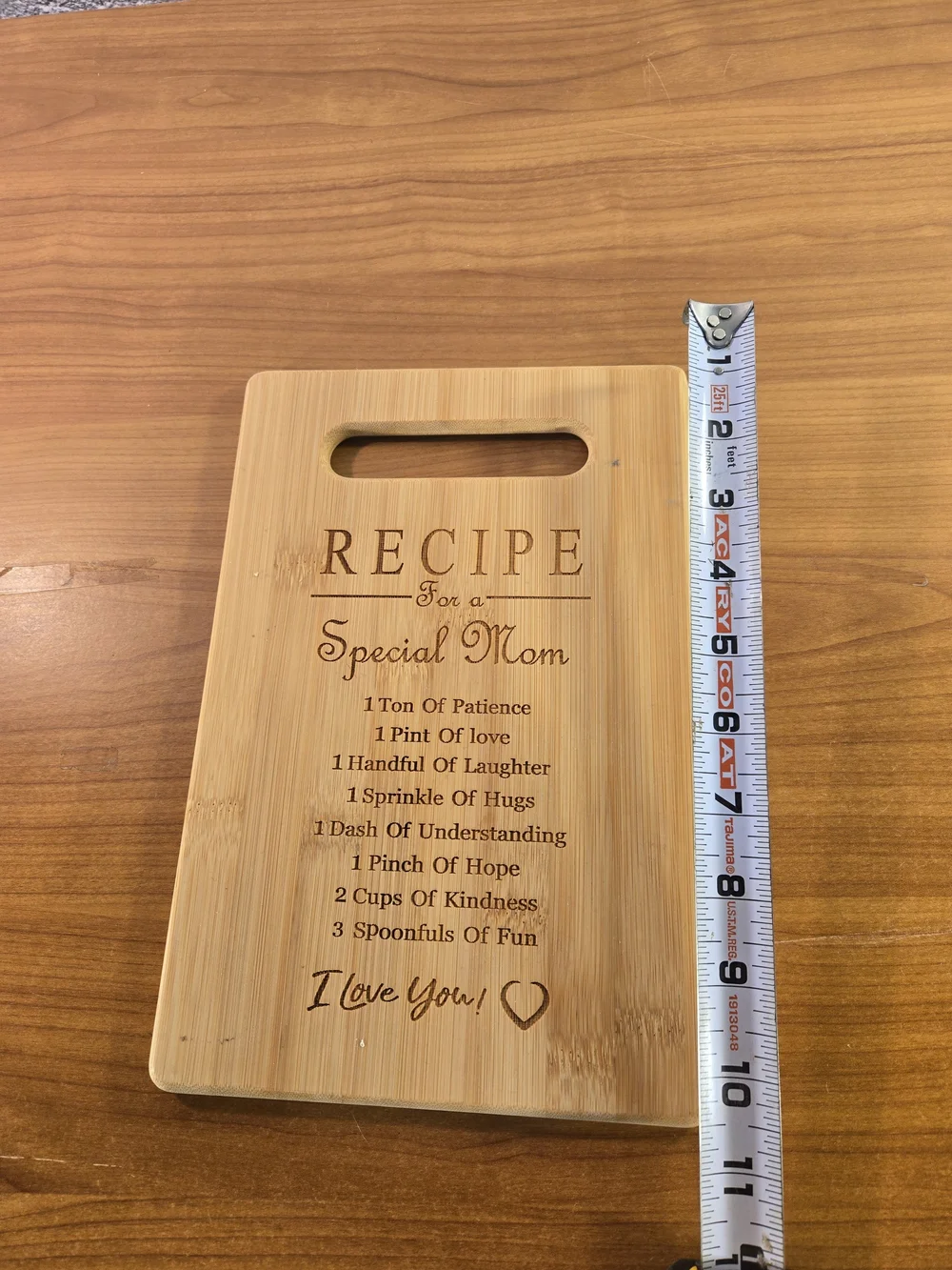 Recipe For a Special Mom Mothers Day Gift Cutting Board Engraved Bamboo Wood